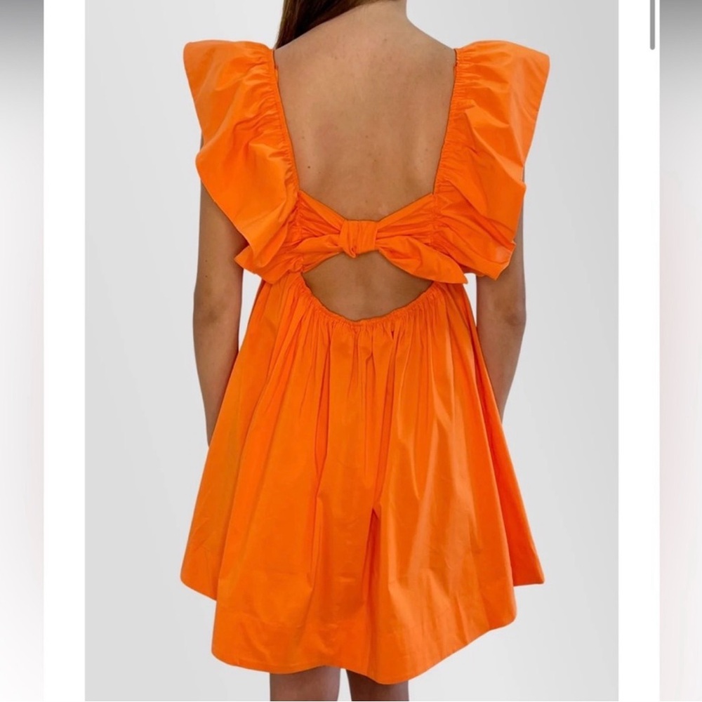 Orange Ruffled Mini Dress - Picture 3 of 10